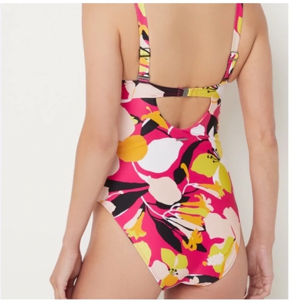 Ted Baker zayly One Piece Swimsuit US size 2/4 floral Button pinup girl 50s NWT